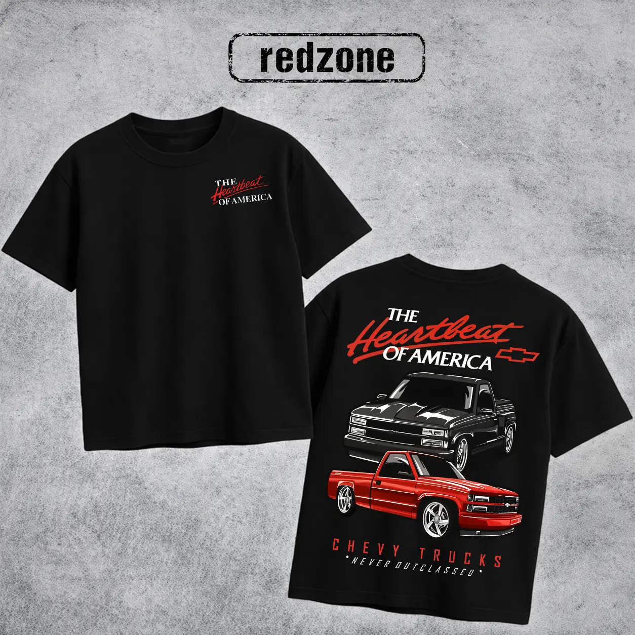 The Heartbeat of America OBS Trucks Graphic Tee, 90s Vintage C1500 Silverado Shirt, Heavyweight Retro Car Tee