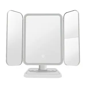 Trifold Makeup Mirror LED Lights Dorm Dressing Mirror Beauty Light up Your Fill Light with Smart Complementary Makeup Mirror Tri