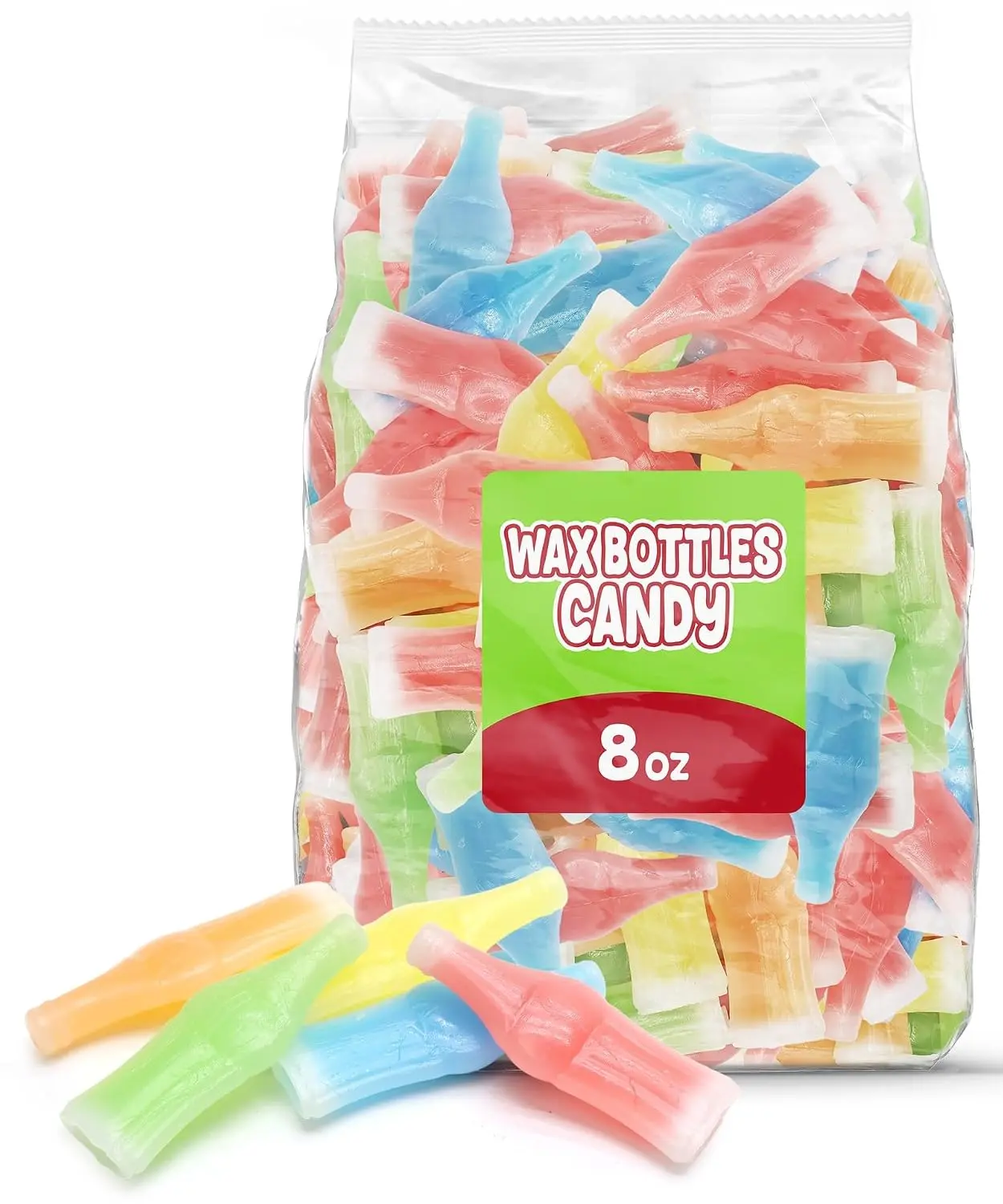 Wax Bottle Candy, 8 OZ Bag (½ LB), Retro Nostalgic Candies with Fruity