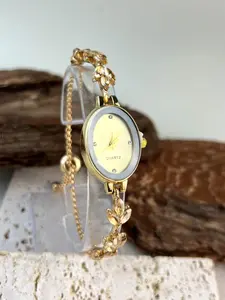 Women's Elegant Rhinestone Decor Leaf Design Quartz Watch, Fashionable Oval Dial Analog Watch for Women & Girls, Trendy All-match Watch for Birthday Gift, Exquisite Watch, Rhinestone Wristwatch