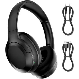Over The Ear ANC Bluetooth Headphones, 60H Playtime Active Noise Cancelling Wireless/Wired Headphones with Microphone, Cheap Stereo Foldable Lightweight Headset for PC,TV, and Cell Phones
