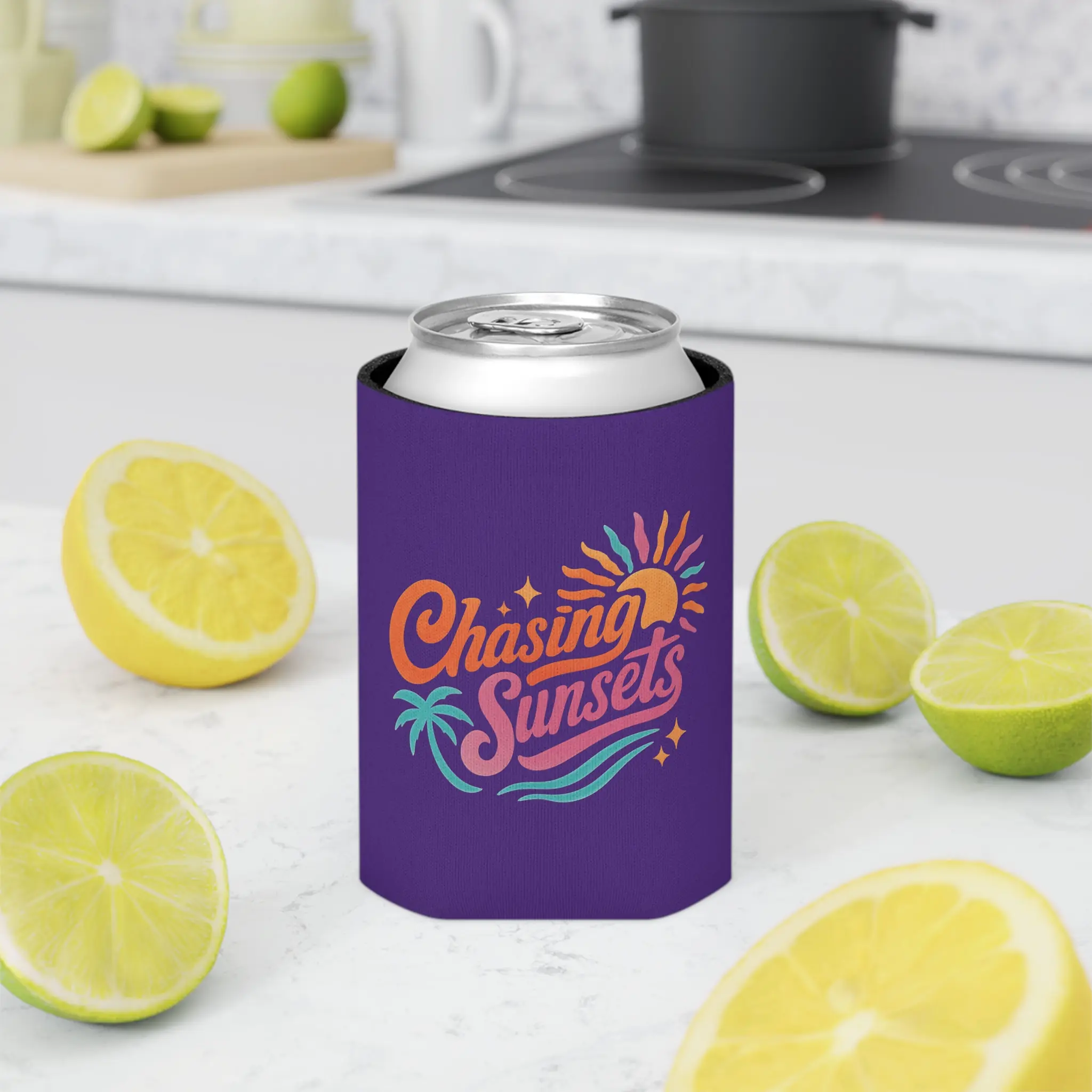 Summer Can Cooler | Retro Beach Can Cooler | Summer Can Koozie | Beach Can Koozie