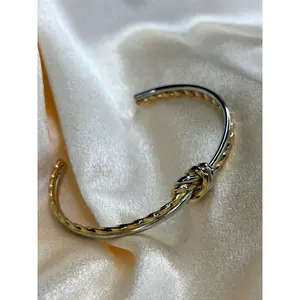 Santa Monica knot cuff two tone bangle