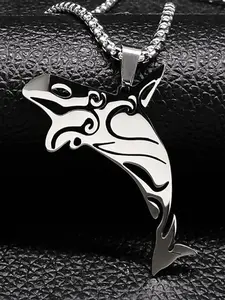 Shark Stainless Steel Charms Necklaces for Women Fish Whale Dolphin Silver Color Necklaces Pendants colar gargantilha