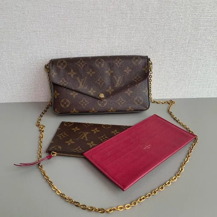 Pre-owned Louis Vuitton Félicie Pochette Monogram Canvas Fuchsia M61276 SC223