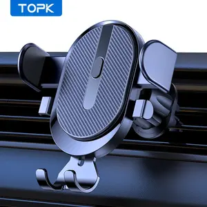 TOPK 2023 Upgrade Auto-Locking Car Cellphone Mount D39-G, 360° Rotation & Secure Grip Cars Accessories, Hook Clip for Air Vent, Compatible with iPhone & Samsung