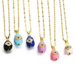 Waterdrop Demon Eye Pendant Necklace - Pink - Adjustable Multi-color Collar Chain Personalized Necklace - Waterdrop Pendant - Suitable for Women Wearing. It is an ideal gift for Valentine's Day,  Graduation Ceremony, Daily Wear, Holidays and Festivals.