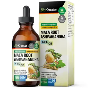 BioKrauter Maca Root Ashwagandha Tincture High Absorption Premium Quality Vegan Supplement for Balanced Hormones & Energy