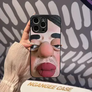 Clay Funny Face Printed 3D Effect Tough Phone Case - 3D Visual Printed Graphic Hard Phone Cover , Shockproof Weird Aesthetic Protective Cover for iPhone 17 Pro Max 16 15 14 13 12 11 Pro Plus Air For Samsung Galaxy S25 S24 S23 S22 FE Ultra EDGE Phone Case