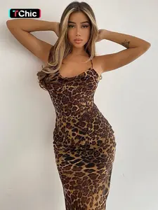 Women's Leopard Print Criss Cross Backless Cami Spaghetti Strap Mermaid Dress, Bodycon Dress, Fashion Sleeveless Tie Back Long Dress, Summer Outfits 2024, Ladies Summer Clothes, Womenswear