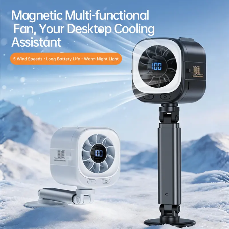 Car Magnetic Fan Pro: 360° Rotatable & Adjustable for Enduring Cooling, Equipped with 8000mAh Battery, USB PD Rechargeable, Delivers High Wind Power & Features LED Light, Perfect for Air Circulation in Cars, Kitchens, Bathrooms & Bedrooms