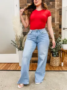 RESTOCK! Heather Wide Leg High Rise Stretch Jeans