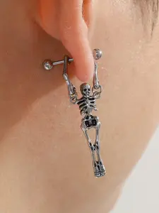 Skeleton Dangle Earrings, Stainless Steel Skull Design Dangle Earrings, Fashionable Jewelry for Women & Men, Trendy All-match & Exquisite Jewelry for Birthday Gift