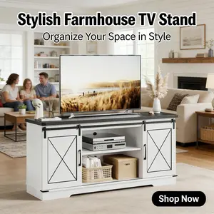 LH-Practical Storage Cabinet Furniture to Maximize Space and Keep Your Home Clean and TidyGarvee Farmhouse Modern TV Stand for TVs Up to 65", Rustic Entertainment Center with Sliding Barn Doors, Storage Cabinets & Adjustable Shelf