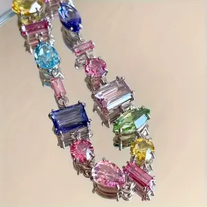 Elegant and luxurious multi-colored jewel bracelet, charming candy style wristband, suitable for fashion wear,