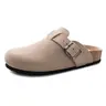 FITORY Women's Suede Leather Breathable Clogs - Adjustable Straps, Cork Sole, Everyday Shoes for Women, Casual Wear Footwear