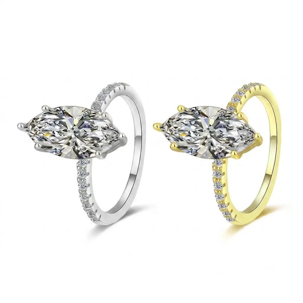 Marquise Cut (2/3/5CT) 925 Sterling Silver Synthetic Moissanite Ring