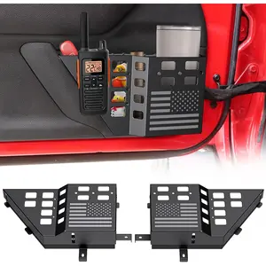 Suitable for Jeep Wrangler Door Accessories Upgraded Metal Front Door Pocket Storage Box Adjustable Door Storage Panel Flag 2-Pack