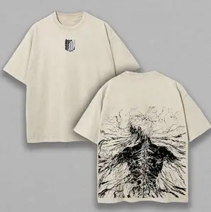 [FS] Retro Vintage Limited The Founding Titan Eren Yeager - Attack On Titan Anime Double Printed Washed Tee Unisex Oversize Anime Manga Acid Washed Lightweight Cotton T-Shirt H5K