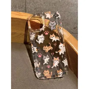 Pixel Art Cute Cat Print Clear Case Compatible With IPhone 16/11/12/13/14/15/15pro/15 Plus/15 Promax/7plus/8plus/X/Xs Max/Xr/11pro/12pro/13pro/14pro/12mini/13mini/11promax/12promax/13promax/14promax/14plus/6/6s/6plus/7/8/16Pro/16plus/16promax