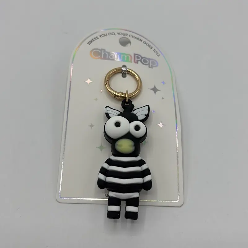 Zebra Bag Charm Keychain, Cute Animal-Themed Accessory for Purses, Backpacks, and Keys