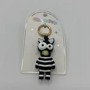 Zebra Bag Charm Keychain, Cute Animal-Themed Accessory for Purses, Backpacks, and Keys