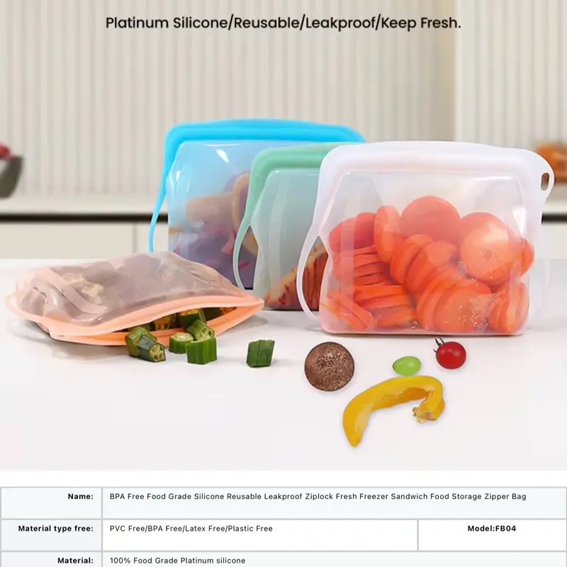 Reusable Silicone Freezer Ziplock Food Storage Bag – Leakproof | Eco-Friendly | Heat Safe