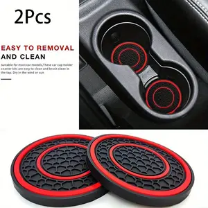 2pcs Car Cup Holder Base, Dual Ring Honeycomb Cup Mat, Non-Slip Automotive Cup Pad, Suitable for Most Cars, Car Accessories, Anti-Slip Cup Mats