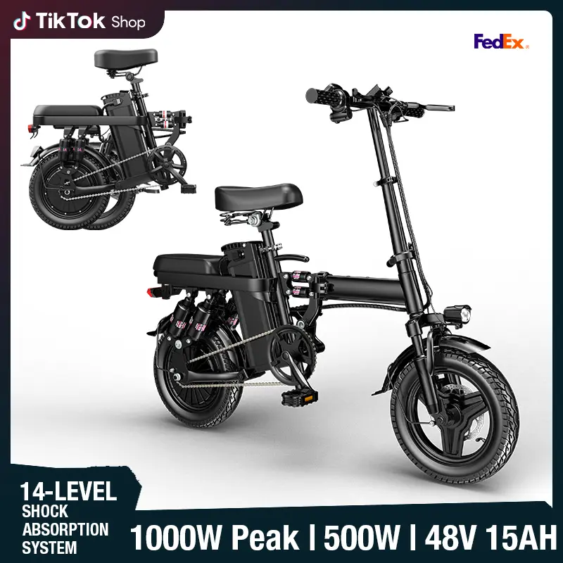 Folding Commuter E-Bike for Adults, High-Speed 500W Motor, 48V 15Ah Battery with 100km Range, Dual Disc Brakes, 16-Level Shock Absorption, UL2849 Certified