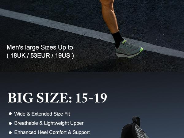 Hawkwell Plus Men's Plus Size Wide Toe Box Trendy Casual Athletic Sports Running Shoes Walking Sneakers