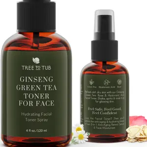 Tree To Tub Hydrating Facial Toner Spray for Dry & Sensitive Skin - Alcohol Free Witch Hazel & Rose Water Face Toner for Women & Men w/Hyaluronic Acid, Vitamin C, Organic Green Tea, Natural Ginseng