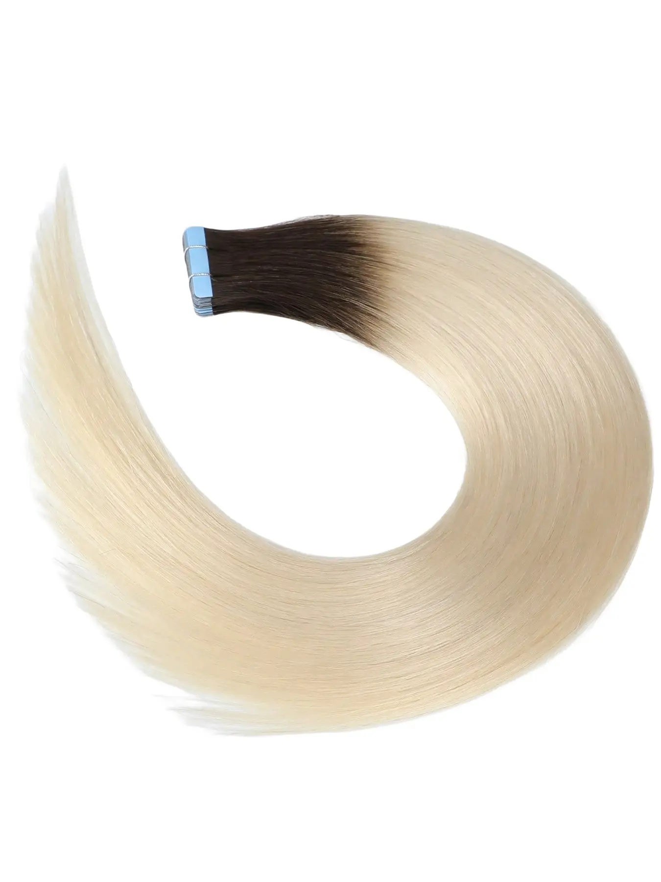 T2/60# Dark Brown Roots Ombre Blonde 20pcs 50g Tape In Hair Extension 100% Human Hair Extension For Salon Silky Seamless Invisible For Woman Thinning Hair Natural Look Top Quality, Straight Hair Extensions