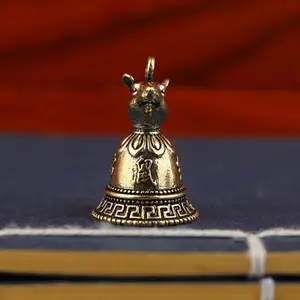 Vintage Brass Chinese Zodiac Bell Keychain, Retro Lucky Bell Pendant for Men & Women, Portable Hanging Charm for Bags & Car Keys Decor