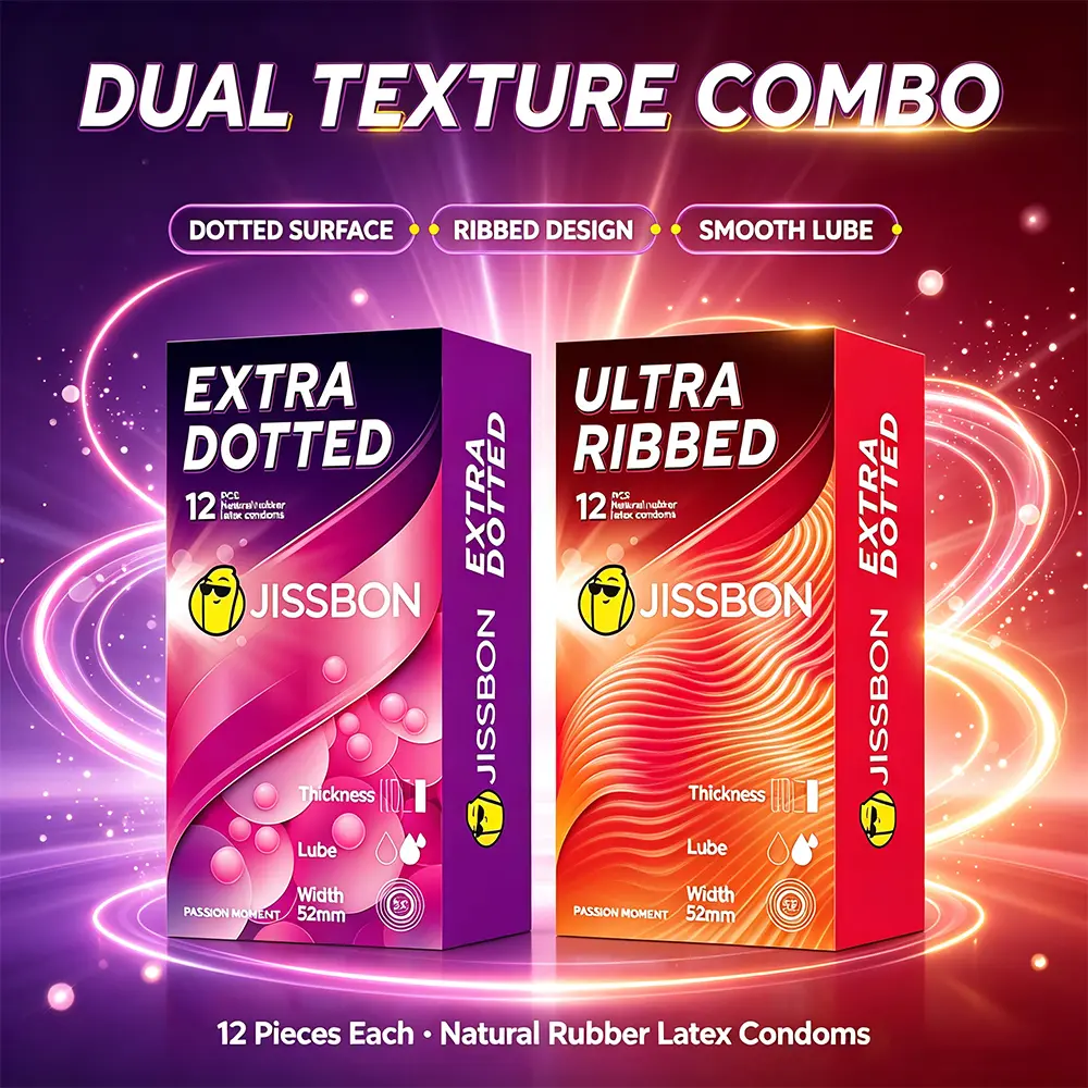 1. Jasbon contains 24-piece ribbed and dotted textured condoms to enhance stimulation and promote mutual pleasure Ultimate comfort and intense sensation