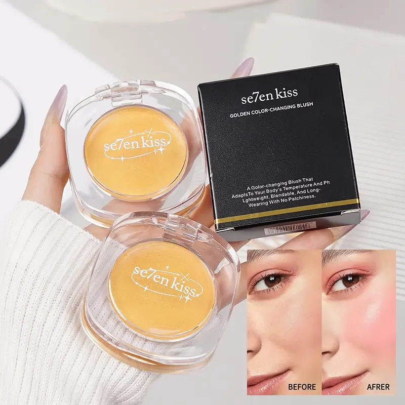 Multi functional temperature changing powder blusher is light and durable, and its color changes with temperature