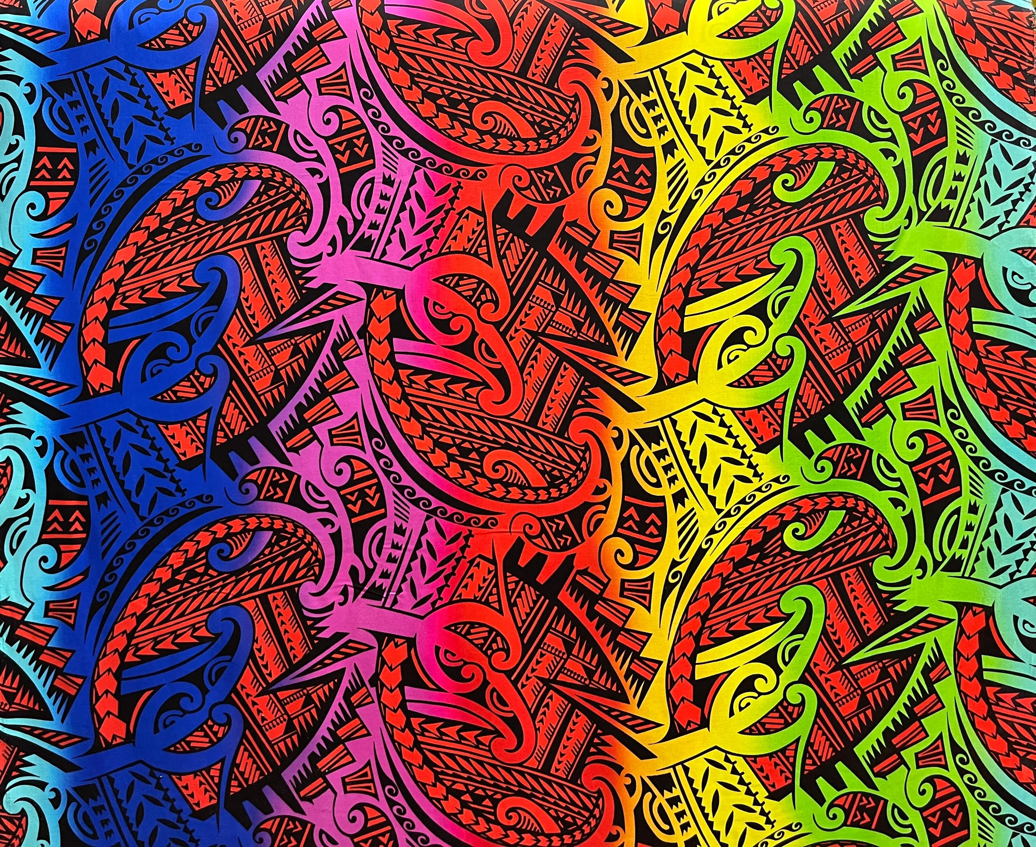 Polynesian Tribal Batik Fabric - Vibrant Unique Prints Long-Lasting Rayon Poplin for Clothes & Home Decor, 44/45 in Wide, Sold by the Yd, Continuous Piece for Over 60 Yd, Unique Motifs, 44/45 Inches, Crafts And Projects, Tribal Print