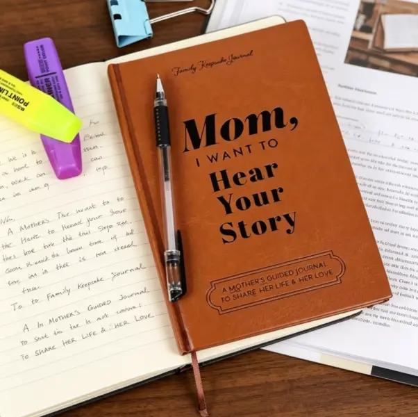 Mothers Day Gift for Mom - Mom I Want to Hear Your Story Guided Journal, PU Leather Keepsake Notebook to Share Her Life Story, Sentimental Birthday Gift Idea for Mom from Daughter Son