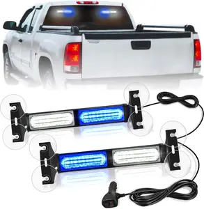 Nilight 40LED Blue White Strobe Traffic Advisor Light Bar with Suction Cups Dash Safety Working Hazard Flashing Lights Interior Front/Rear Windshield for Trucks Construction Vehicles