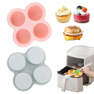 SK STORE Silicone Air Fryer Baking Mold for Muffins & Egg Cups Non-Stick 4 Cavity Baking Pan Set   #109