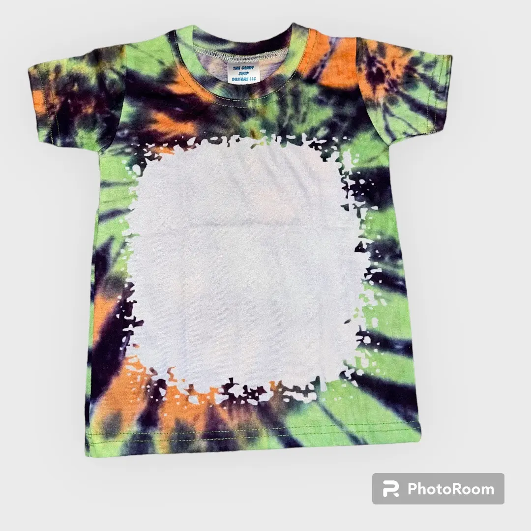 Blank faux bleach sublimation Halloween purple green orange tshirt