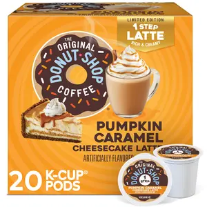 The Original Donut Shop Pumpkin Caramel Cheesecake Latte - Medium Roast Flavored Coffee - Fall Coffee Drink - Keurig K-Cup Pods - High Box Count