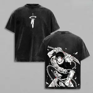 Sorcerer Toji Fushiguro Jujutsu Kaisen Rare Unisex Oversize Anime Manga Washed Heavyweight Cotton T-shirt, Ver 5 Gift For Anime Fan Lover