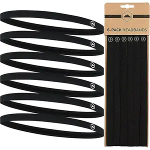 Thin Elastic Sports Headband for Unisex, Fitness, Running, Football Headband - 6 Colors Black