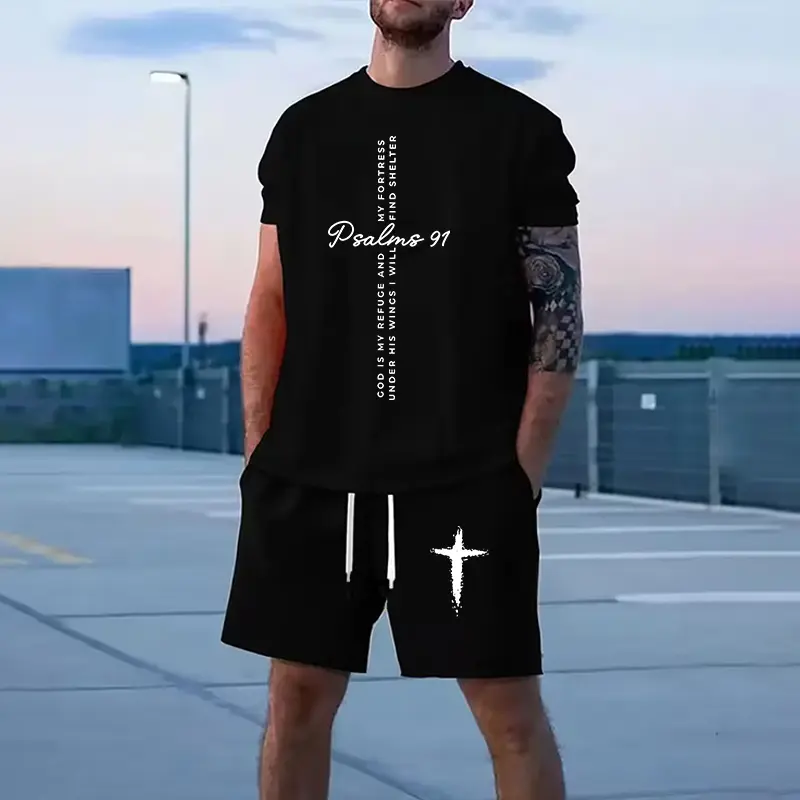 Jesus tshirt short set, Christian Shirt, Bible Verse Shirt, Jesus Tees, Christian Merch, Religious Outfit, Christian Cross Graphic Tees, Baptism Gift for Her, Women's Tops, Womenswear, Cotton Fabric Relaxed Fit Chic Style