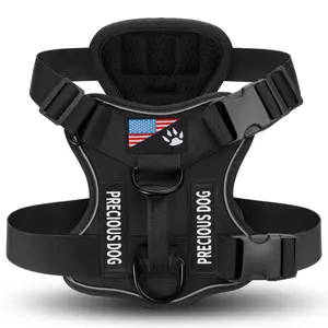 Tactical Dog Harness Vest for Large Dogs, Heavy Duty No-Pull Reflective Strip Harness with Padded Straps, Adjustable Escape Proof Vest for Outdoor Training