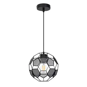 Vintage Metal-Pendant Light, 1 Count E27 Base Soccer Shape Industrial Ceiling Hanging Lamp Shade (No Bulb), Ceiling Light for Kitchen, Dining Room, Bar, Cafe