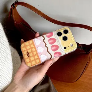 Plaid Strawberry Cake Phone Case for Apple, Fits iPhone 17 Pro Max, 16 Pro Max, 15 Pro Max, 14 Pro, 13, Fashionable Women's Case