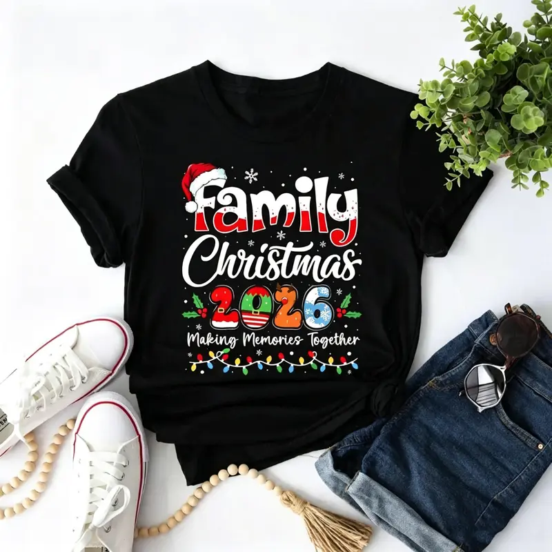 Women's Ribbed Neck Short Sleeve Oversized Cargo T-Shirt - 2026 Season, Denim-Inspired Medium Length, Breathable Soft Cotton, Casual Chic, Made for Christmas Photos, Pairs with Jeans or Skirts, All Seasons, for Holiday Party