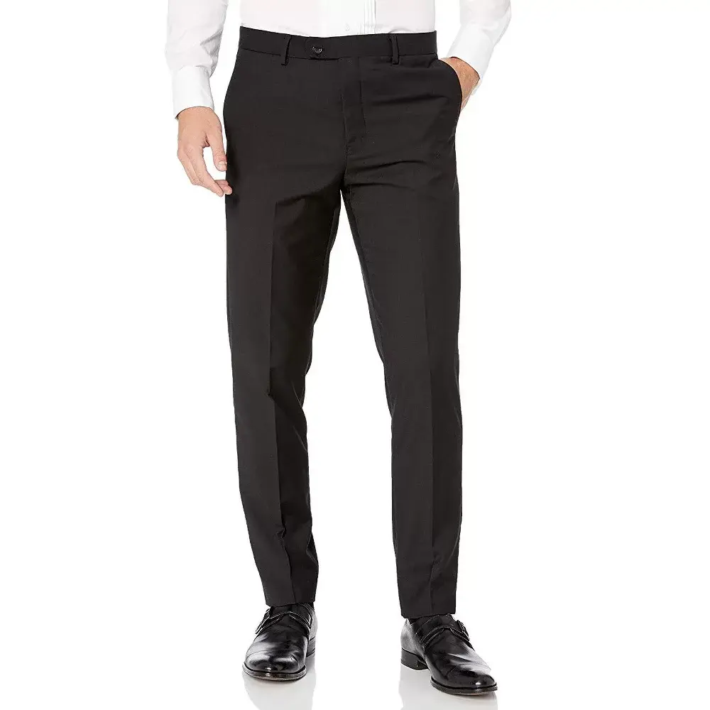 Adam Baker Men’s Classic Fit Suit Pants – Flat Front Year-Round Fabric - Black - 42