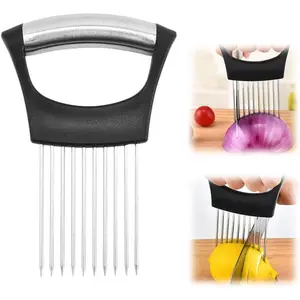 Onion Holder for Slicing, 2025 New Stainless Onion Holder Lemon Slicer Vegetable, Gadgets Chopper Slicing Assistant Tool for Meat, Onion, Tomato, (1 Pcs)